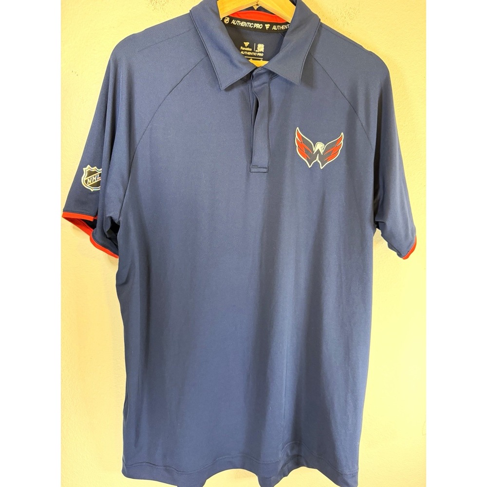 Fanatics Washington Capitals NHL Officially Licensed Polo Shirt Large Blue Red